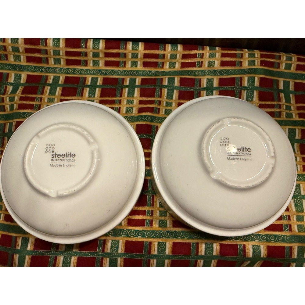 Steelite International White Swirl Ribbed Ceramic Bowls Made in England Set of 2 - Picture 5 of 6